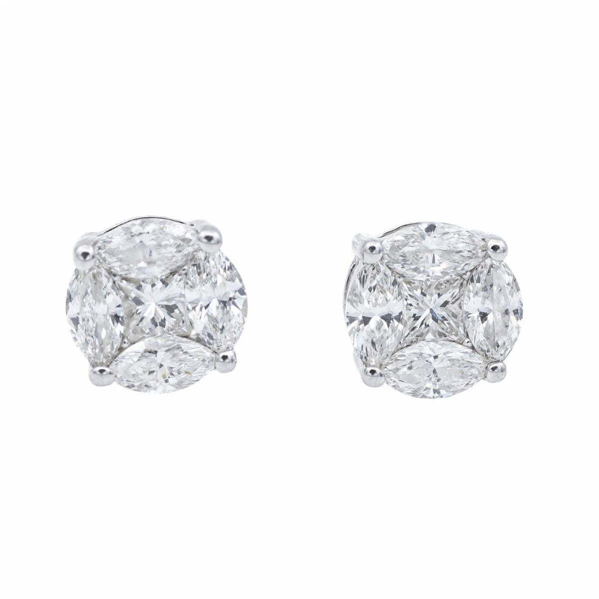 Boucles d'oreilles Puces en or blanc et diamant - Castafiore