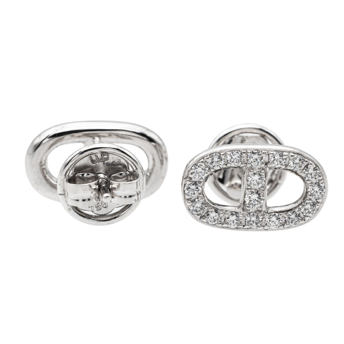 Boucles d'oreilles puces en or blanc et diamants - Castafiore