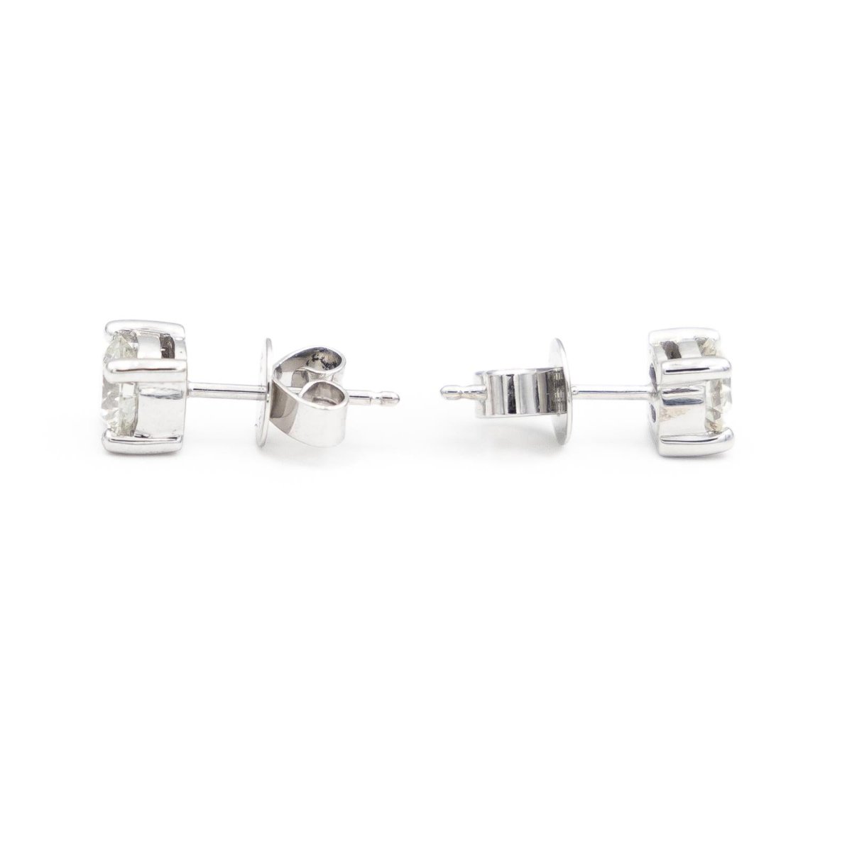 Boucles d'oreilles Puces en or blanc et diamants - Castafiore