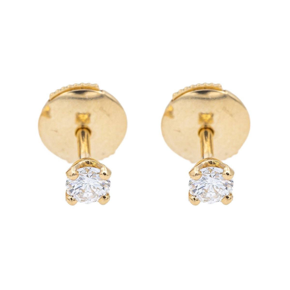 Boucles d'oreilles Puces en or jaune et diamant - Castafiore