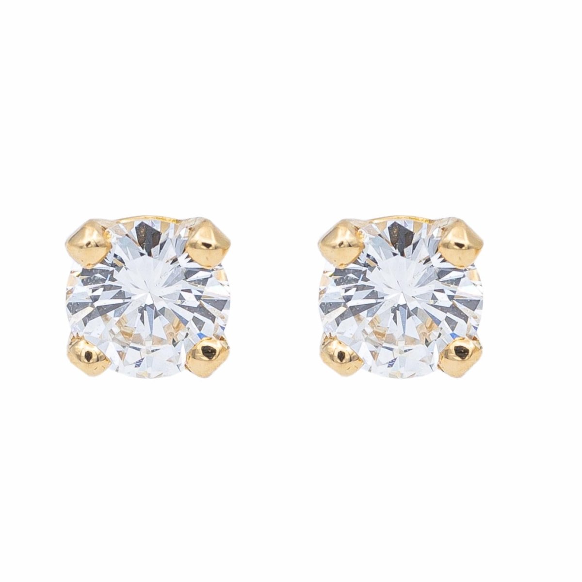 Boucles d'oreilles Puces en or jaune et diamant - Castafiore