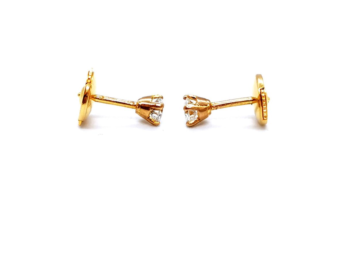 Boucles d'oreilles Puces en or jaune et diamants - Castafiore
