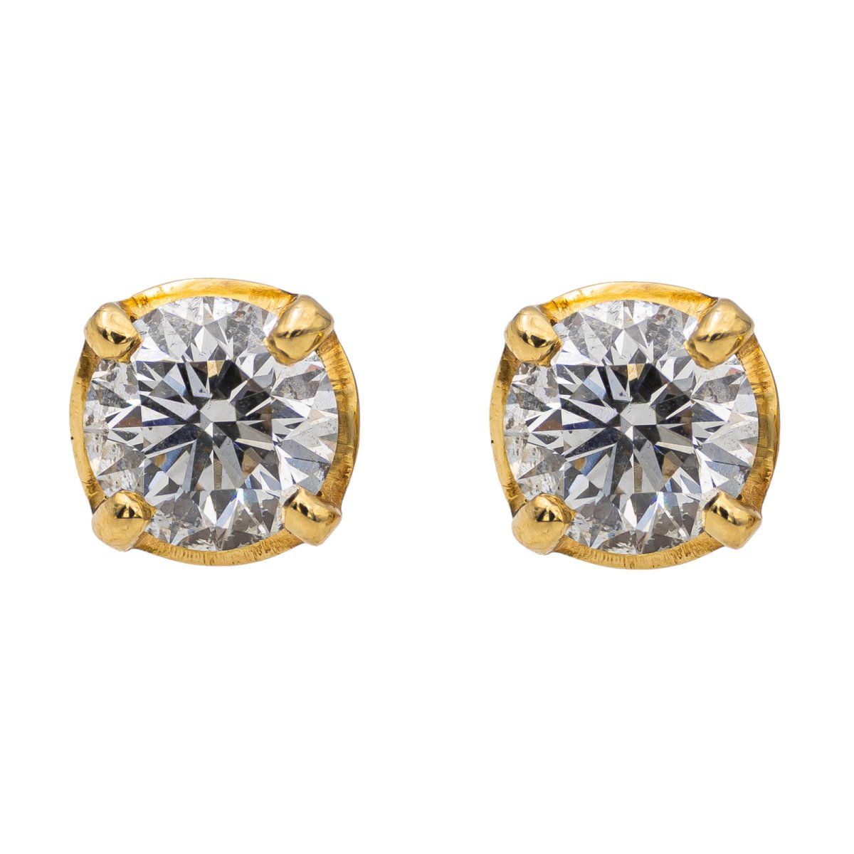 Boucles d'oreilles Puces en or jaune et diamants - Castafiore