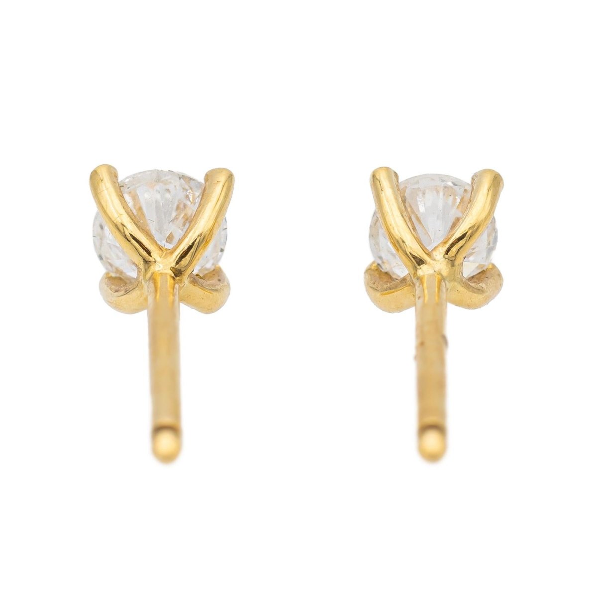 Boucles d'oreilles Puces en or jaune et diamants - Castafiore