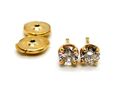 Boucles d'oreilles Puces en or jaune et diamants - Castafiore