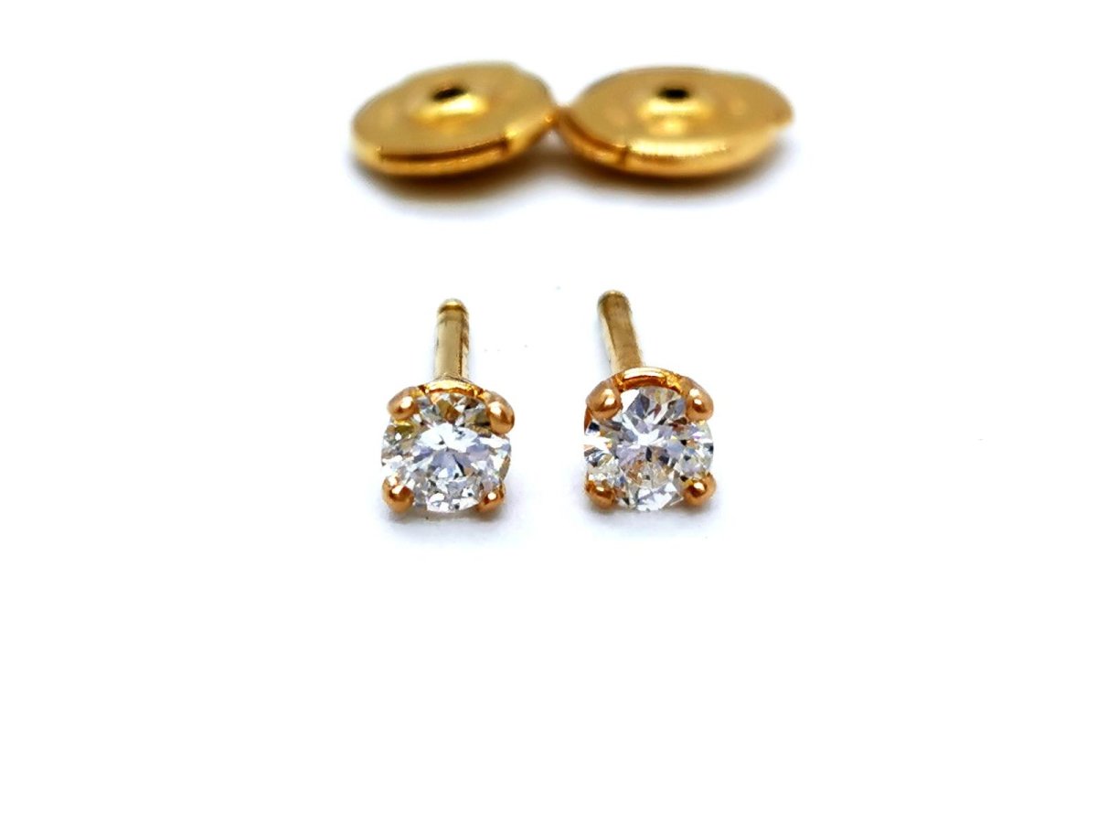 Boucles d'oreilles Puces en or jaune et diamants - Castafiore