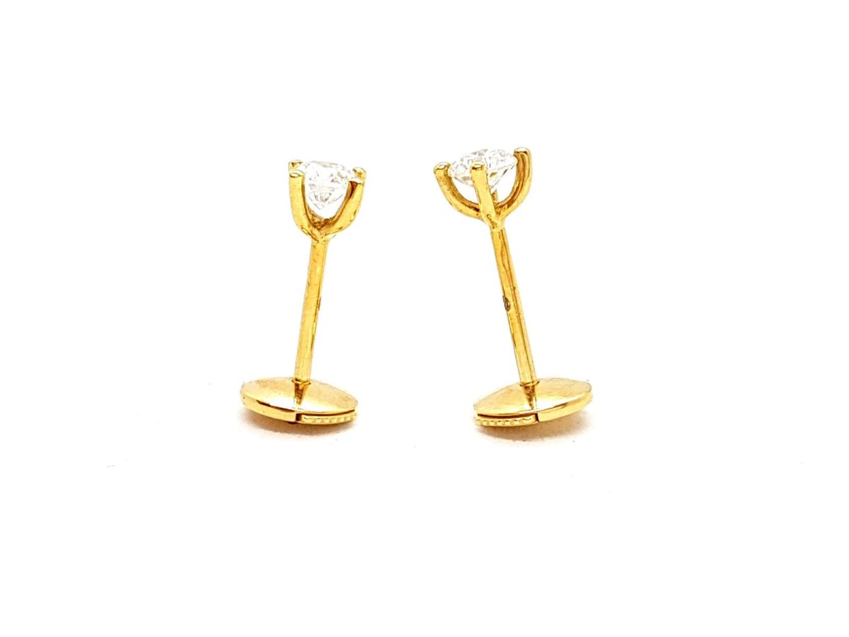 Boucles d'oreilles Puces en or jaune et diamants - Castafiore