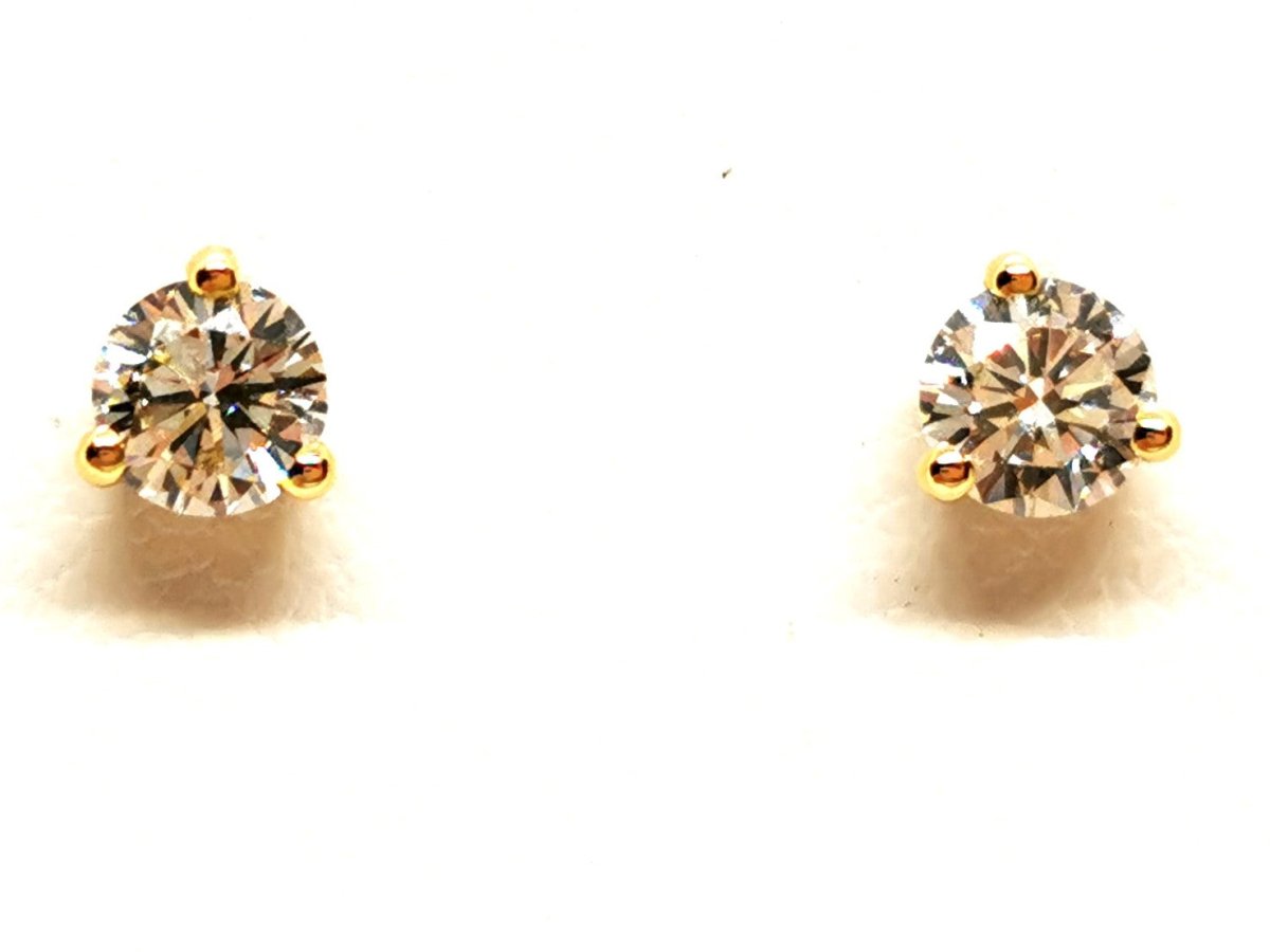 Boucles d'oreilles Puces en or jaune et diamants - Castafiore