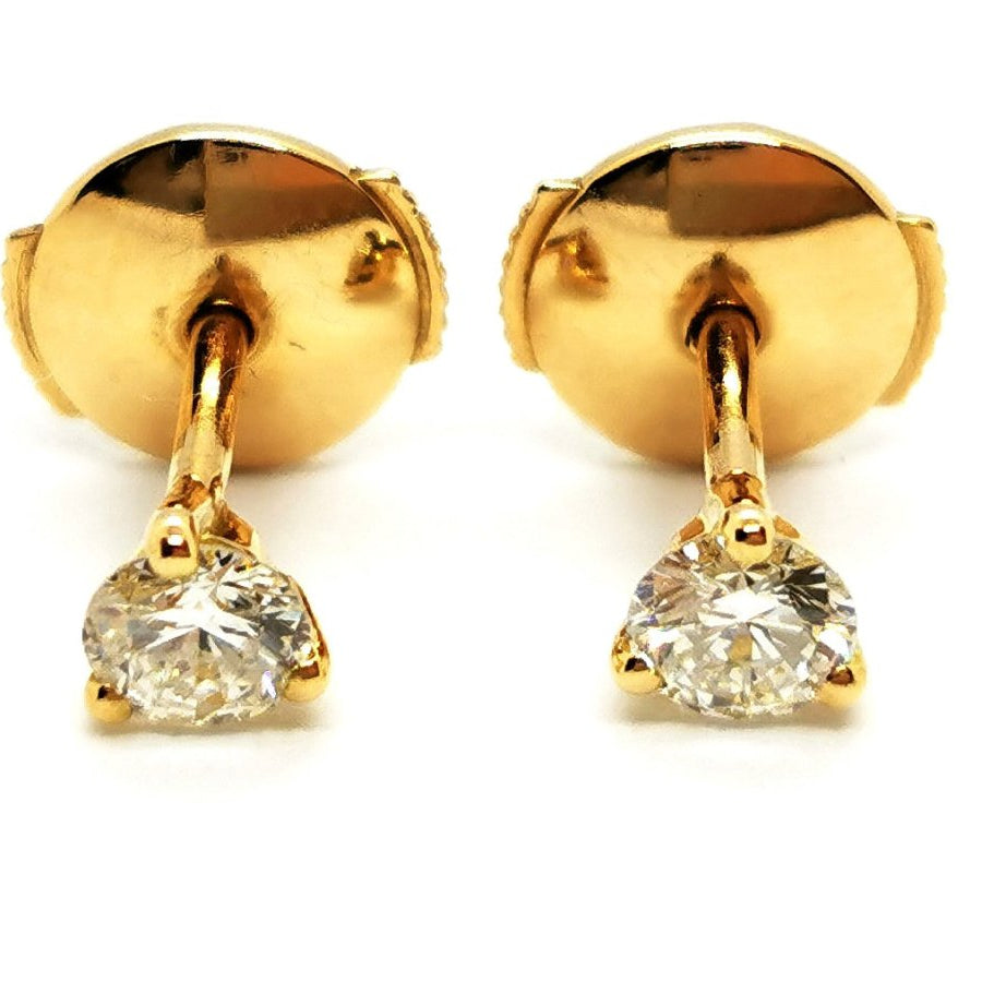 Boucles d'oreilles Puces en or jaune et diamants - Castafiore
