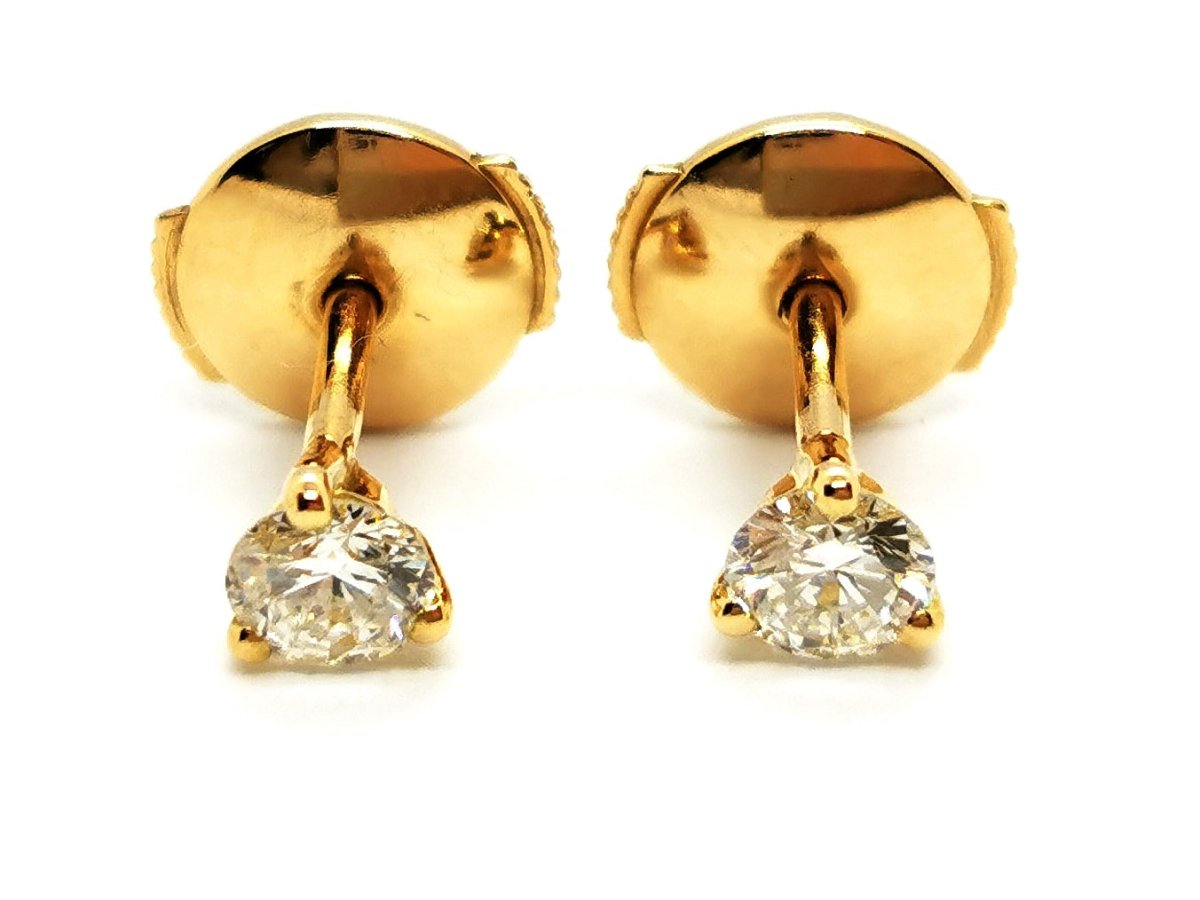 Boucles d'oreilles Puces en or jaune et diamants - Castafiore