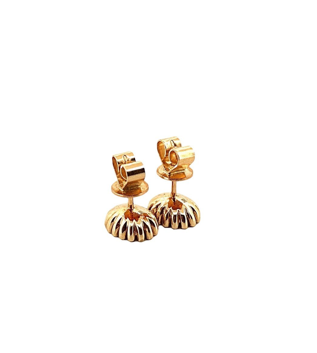 Boucles d'oreilles Puces en or jaune et diamants - Castafiore