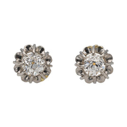 Boucles d'oreilles Puces en or jaune, or blanc et diamant - Castafiore