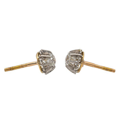 Boucles d'oreilles Puces en or jaune, or blanc et diamant - Castafiore