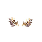 Boucles d'oreilles Puces en or jaune, tanzanites et diamants - Castafiore
