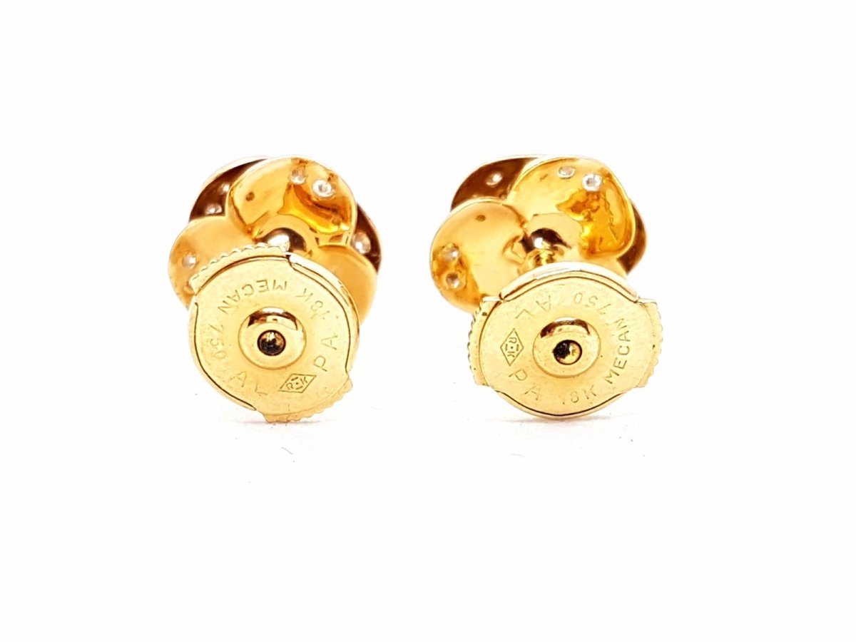 Boucles d'oreilles Puces fleur en or rose et diamants - Castafiore