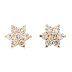 Boucles d'oreilles Puces fleurs en or jaune et diamants - Castafiore