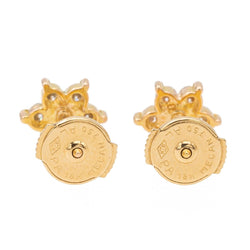 Boucles d'oreilles Puces fleurs en or jaune et diamants - Castafiore