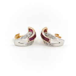 Boucles d'oreilles Puces GUY LAROCHE en 2 ors, rubis et diamants - Castafiore