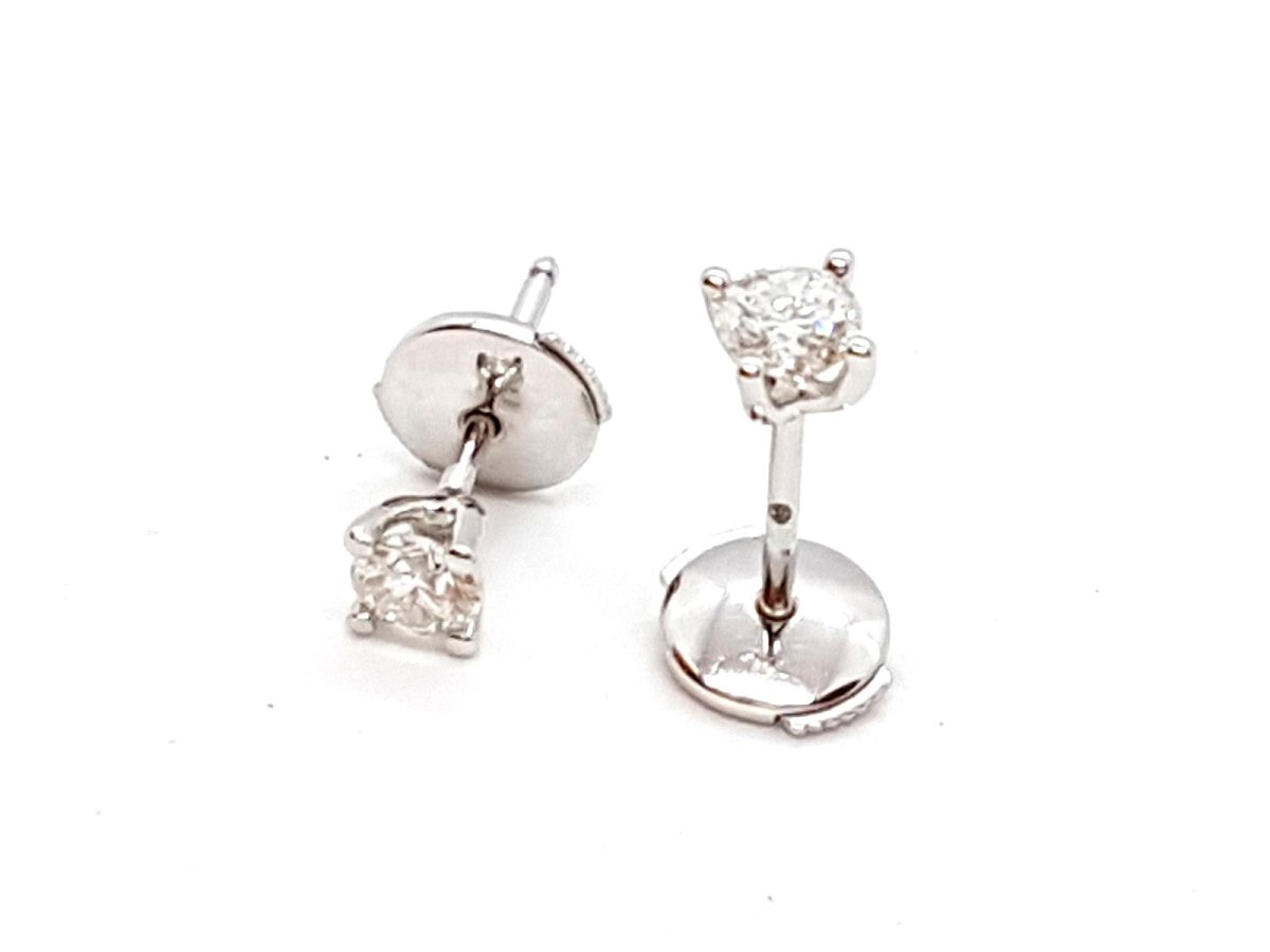 Boucles d'oreilles Puces Or blanc Diamant - Castafiore