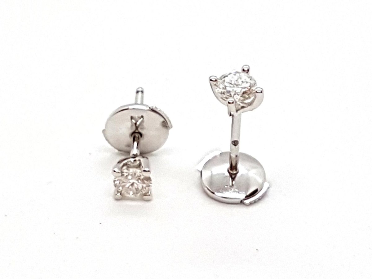 Boucles d'oreilles Puces Or blanc Diamant - Castafiore