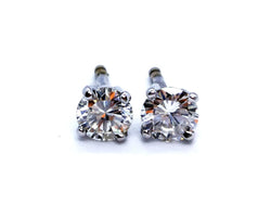 Boucles d'oreilles Puces Or blanc Diamant - Castafiore