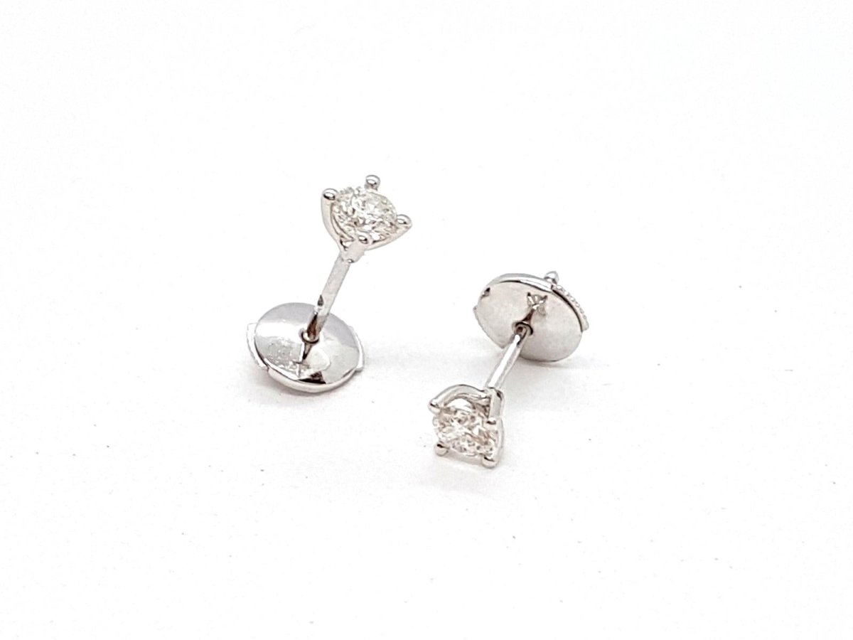 Boucles d'oreilles Puces Or blanc Diamant - Castafiore