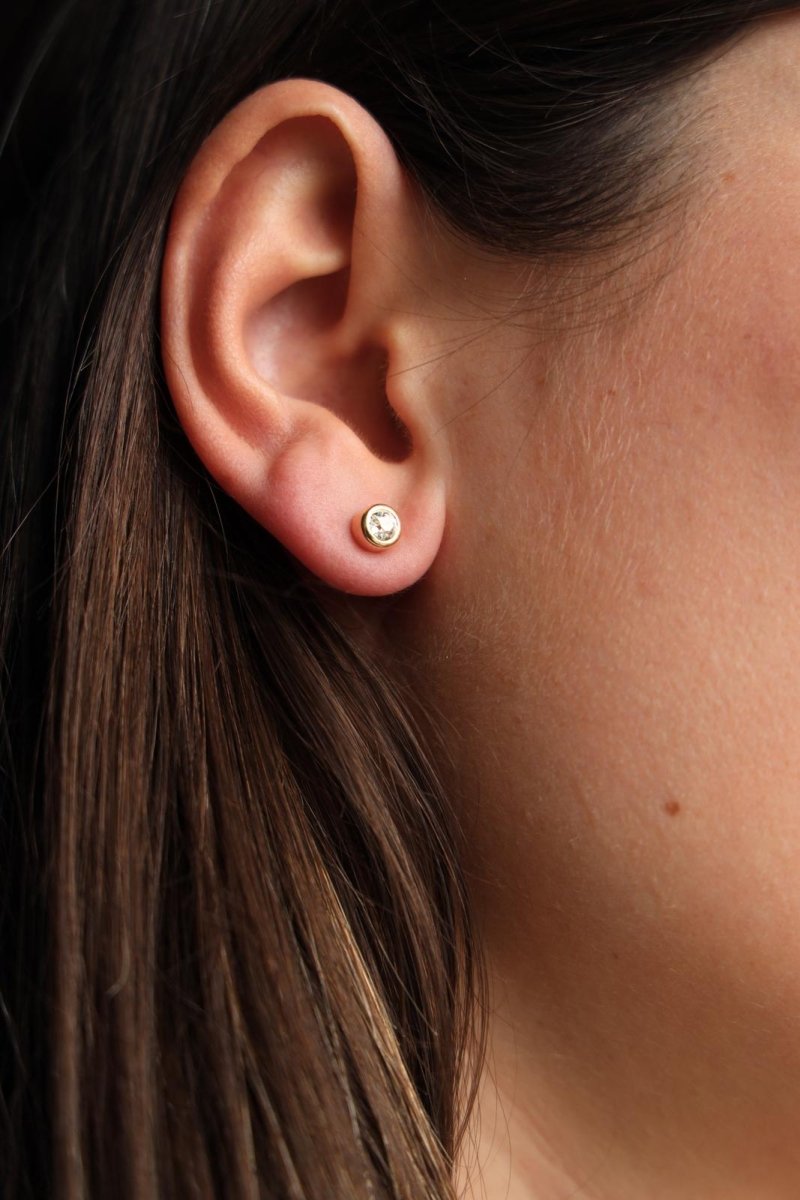 Boucles d'oreilles Puces Or jaune Diamant - Castafiore