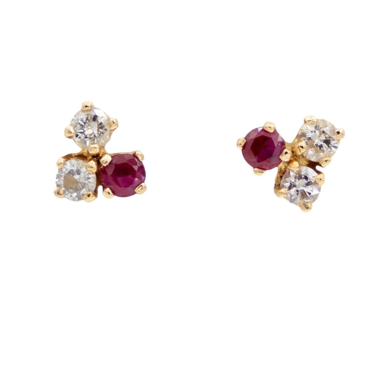 Boucles d'oreilles Puces Or jaune Diamant - Castafiore