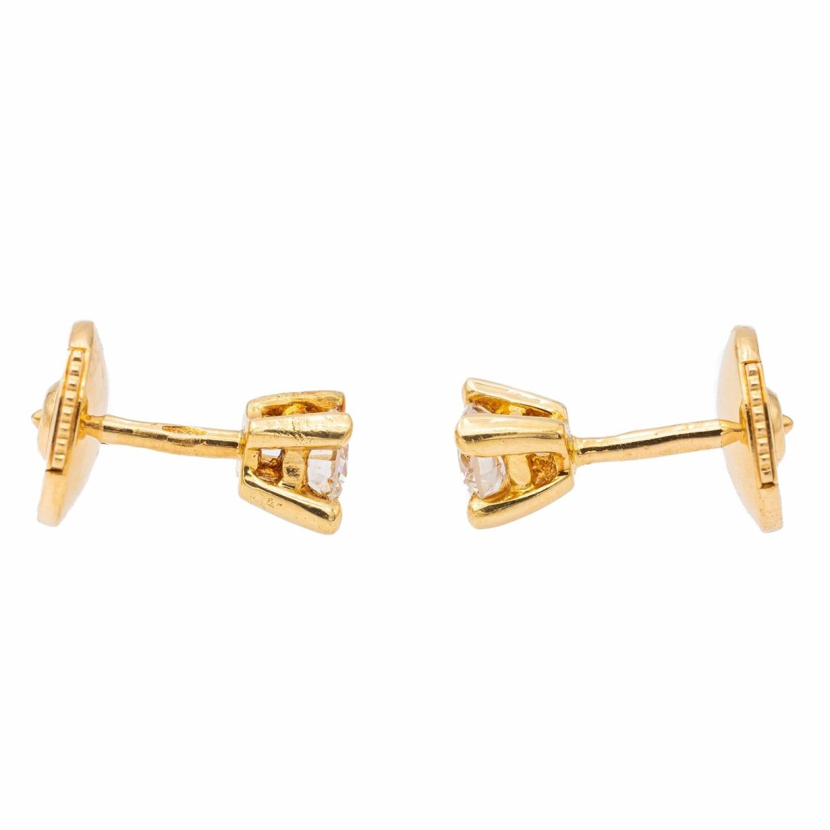 Boucles d'oreilles Puces or jaune diamant - Castafiore