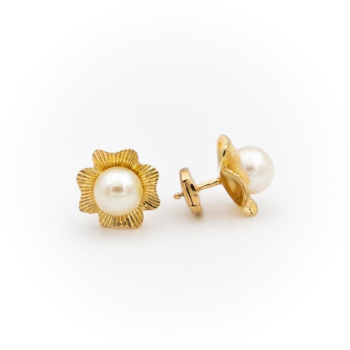 Boucles d'oreilles Puces Or jaune Perle - Castafiore