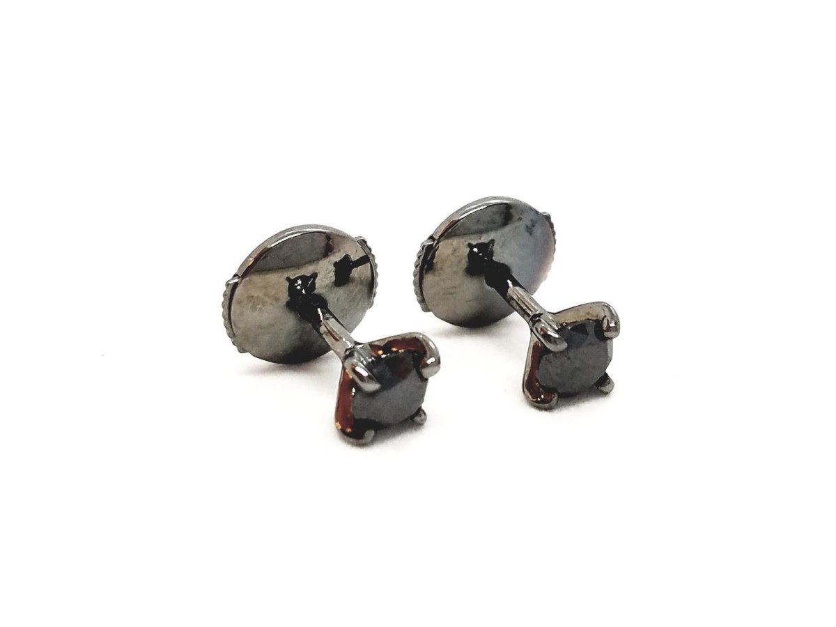 Boucles d'oreilles Puces Or noir Diamant - Castafiore