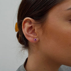 Boucles d’oreilles rubis rose diamants or blanc 18 carats - Castafiore