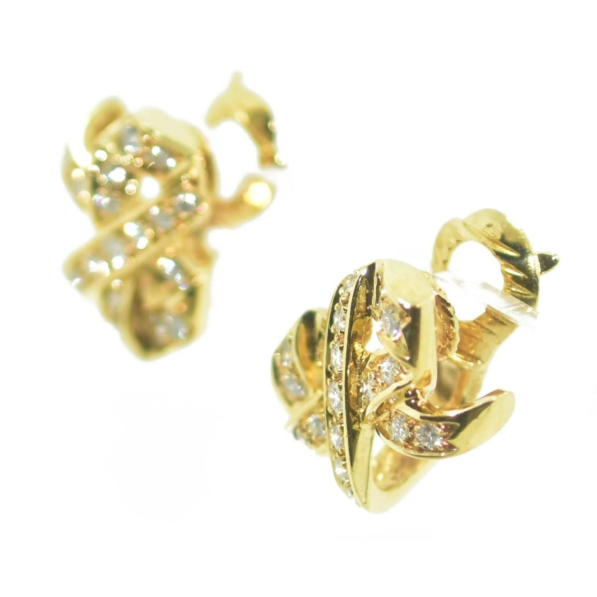 Boucles d'oreilles signée de la maison Dior en or jaune et diamant - Castafiore