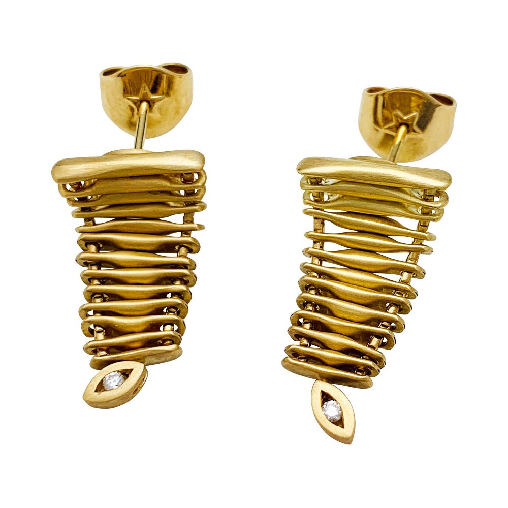 Boucles d'oreilles Stern "Filament" en or jaune et diamants - Castafiore
