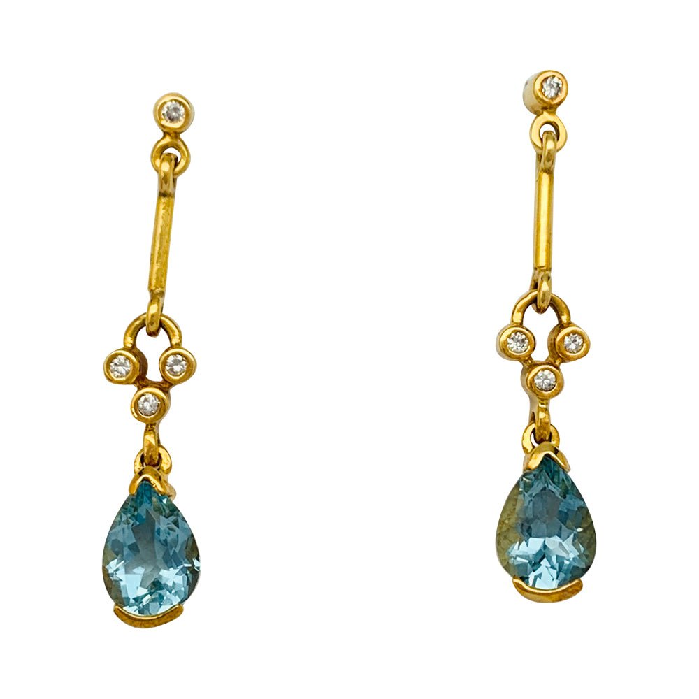 Boucles d'oreilles Stern, or jaune, aigues marines et diamants - Castafiore