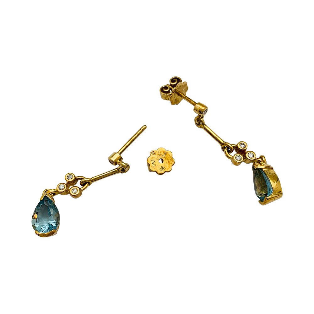 Boucles d'oreilles Stern, or jaune, aigues marines et diamants - Castafiore