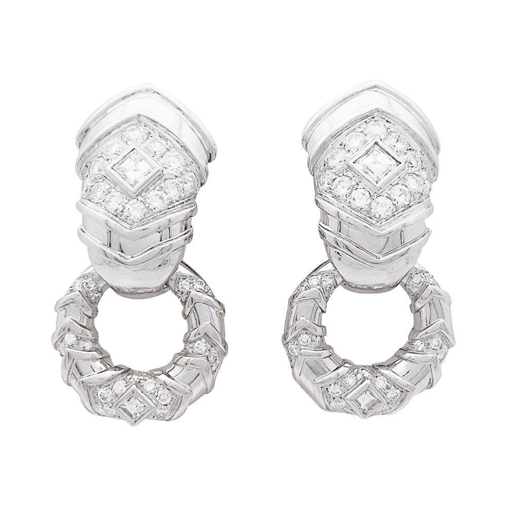 Boucles d’oreilles transformables REPOSSI en or blanc et diamants - Castafiore