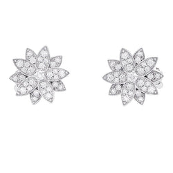 Boucles d'oreilles VAN CLEEF & ARPELS "Lotus" or blanc, diamants - Castafiore