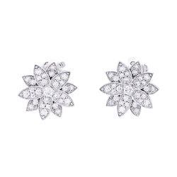 Boucles d'oreilles VAN CLEEF & ARPELS "Lotus" or blanc, diamants - Castafiore