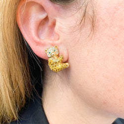 Boucles d’oreilles VAN CLEEF & ARPELS "Oursons" en or jaune, saphir et diamants - Castafiore