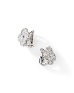 Boucles d'oreilles VAN CLEEF & ARPELS "Vintage Alhambra" en or blanc et diamant - Castafiore