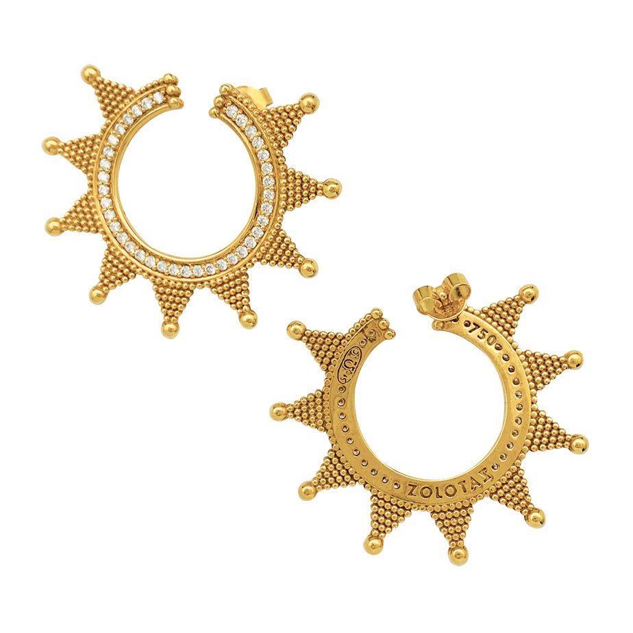 Boucles d'oreilles Zolotas, "Helios" en or jaune et diamants - Castafiore