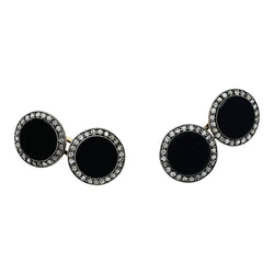 Boutons de manchette 1910 en or, argent, onyx et diamants - Castafiore