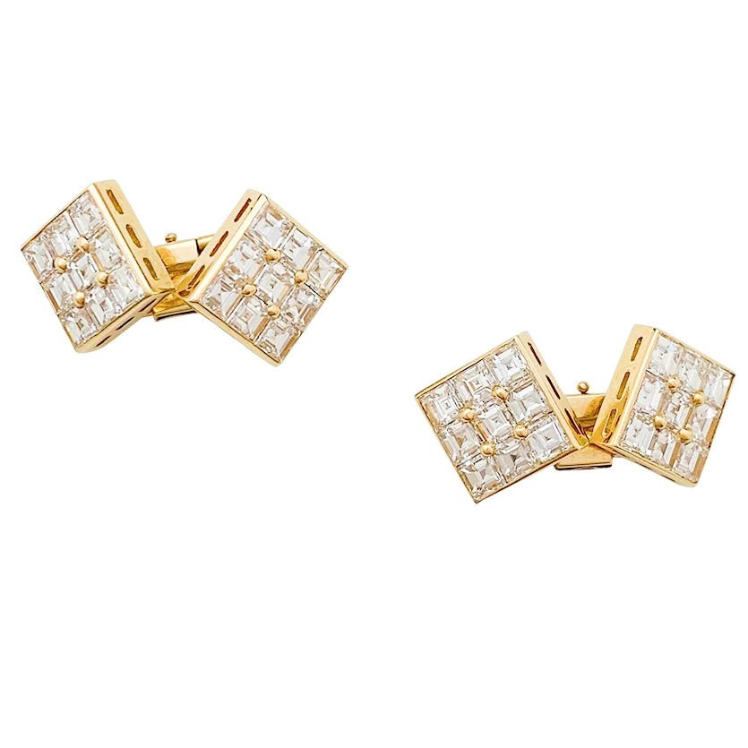 Boutons de manchette BOUCHERON en or jaune, diamants - Castafiore