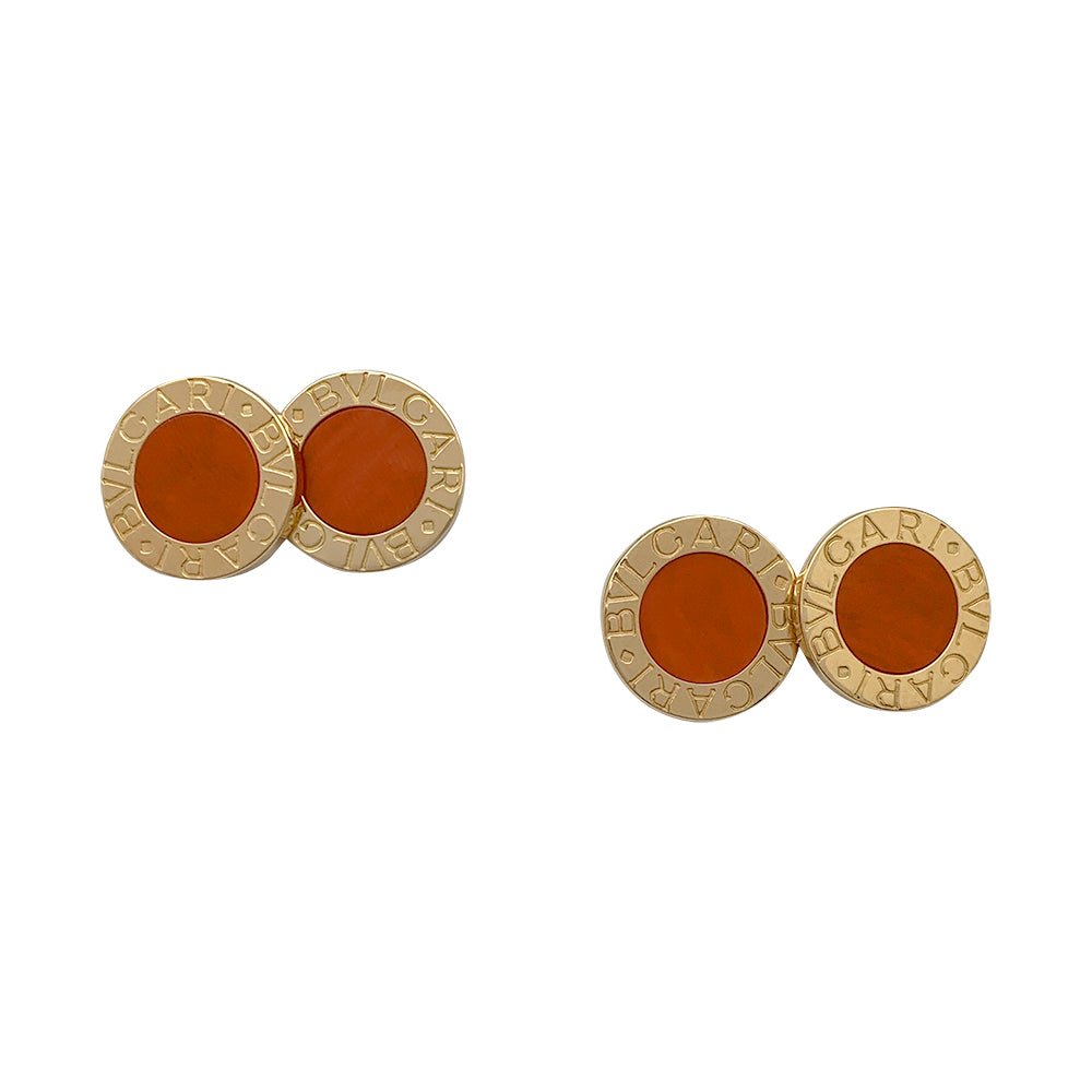 Boutons de manchette BULGARI, "Bvlgari Bvlgari", or jaune, corail - Castafiore