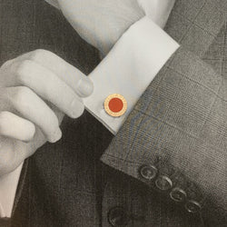 Boutons de manchette BULGARI, "Bvlgari Bvlgari", or jaune, corail - Castafiore