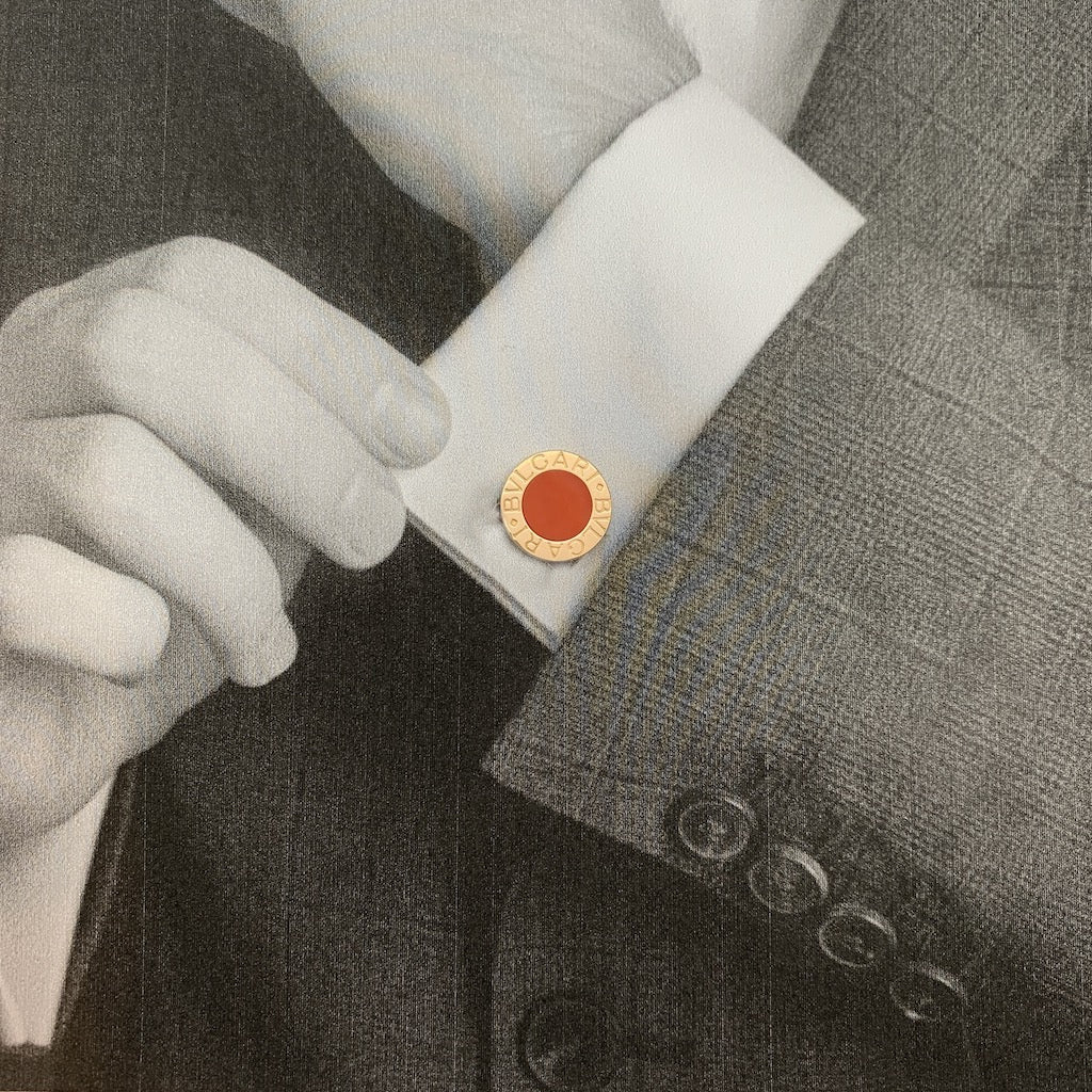 Boutons de manchette BULGARI, "Bvlgari Bvlgari", or jaune, corail - Castafiore