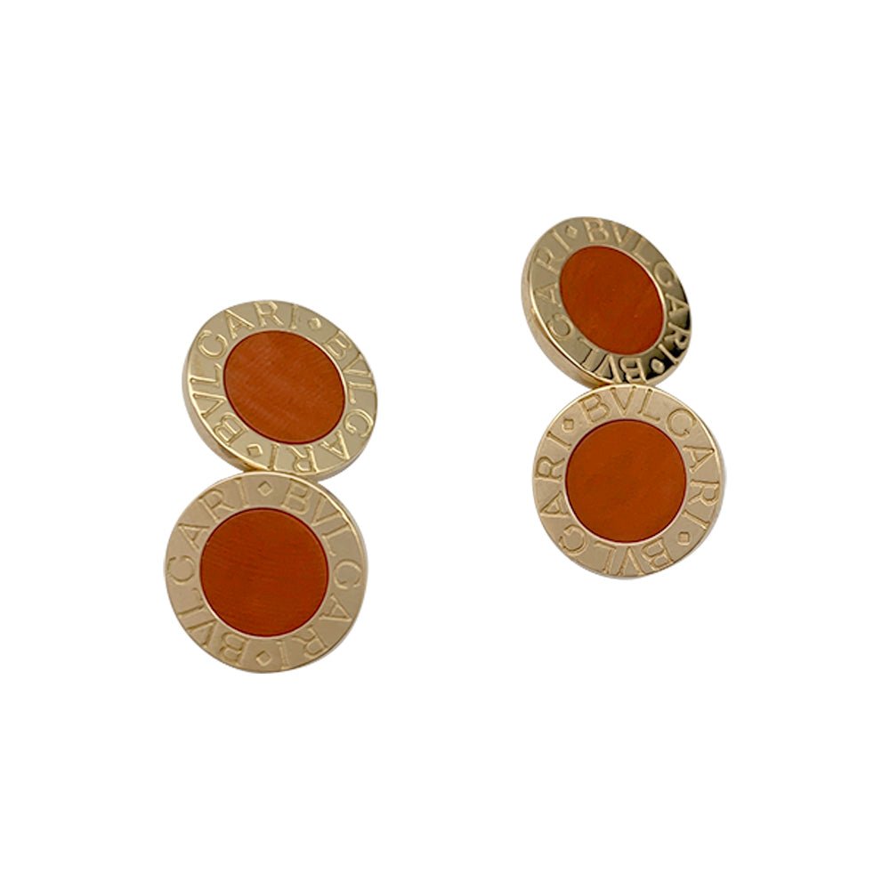 Boutons de manchette BULGARI, "Bvlgari Bvlgari", or jaune, corail - Castafiore
