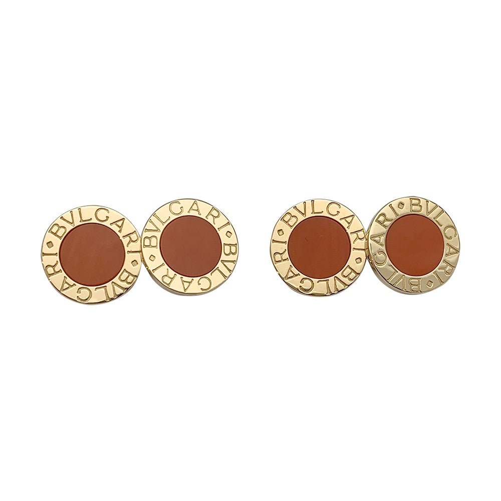 Boutons de manchette BULGARI, "Bvlgari Bvlgari", or jaune, corail - Castafiore