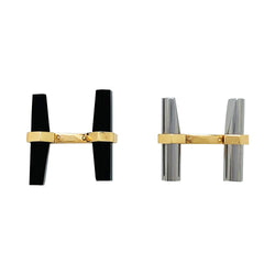 Boutons de manchette CARTIER en or jaune, acier et onyx - Castafiore